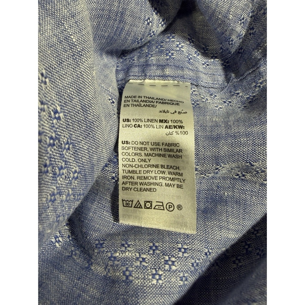 Chico's No Iron Size 3 (16/18) Blue White Textured Woven Tunic Shirt Button - Picture 9 of 10